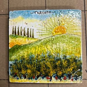 Hand painted Tuscan stone wall decor